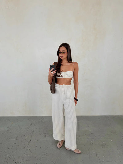 Tie Waist Pant Beige